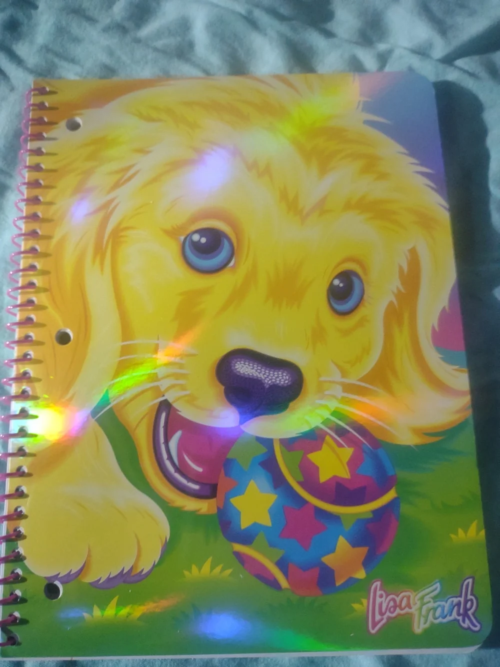 Lisa Frank Yellow Puppy Holographic Dog Notebook NEW